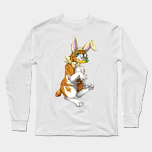 Bobtail BunnyCat: Ginger Bicolor Tabby (Yellow) Long Sleeve T-Shirt